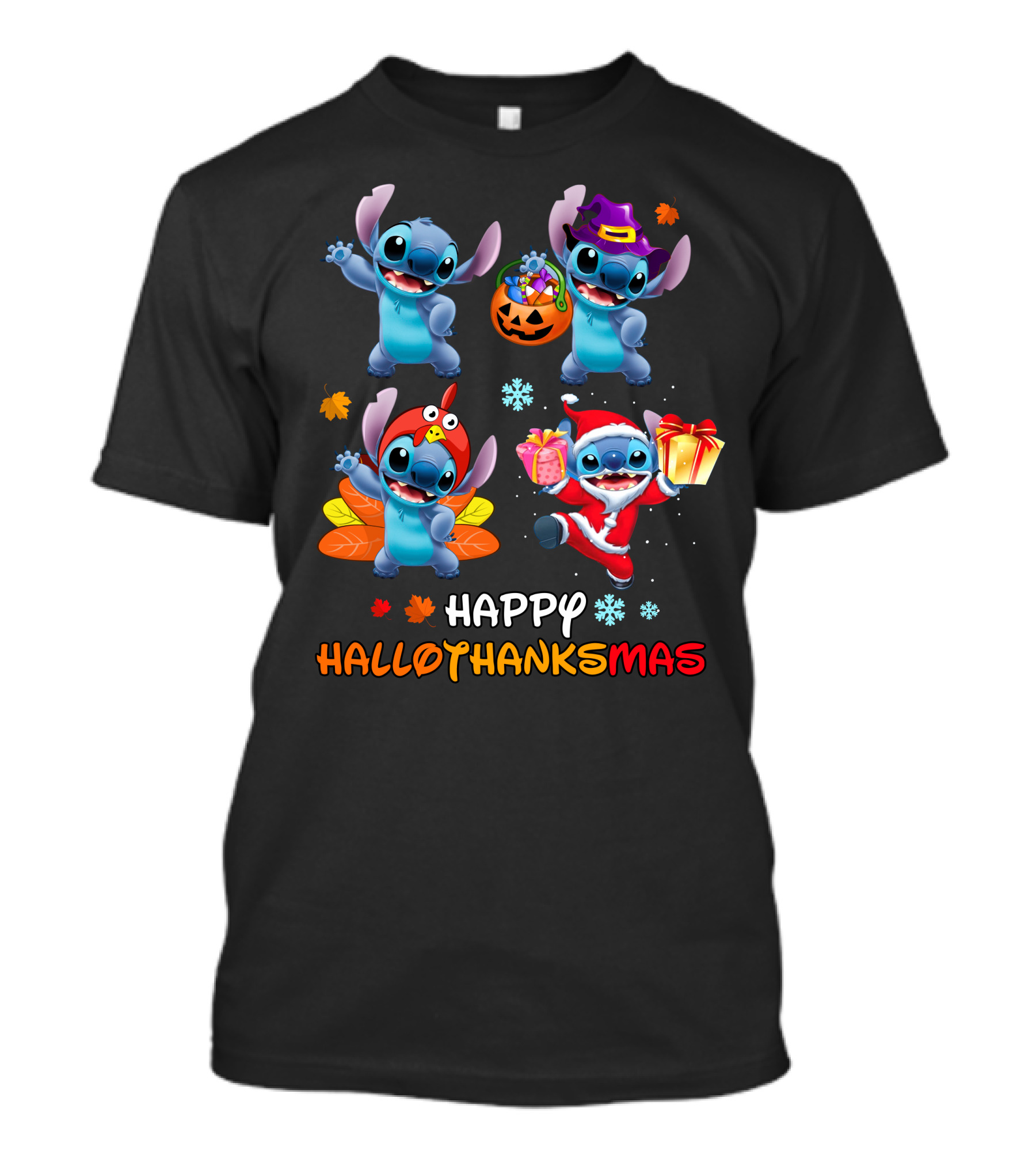 Stitch Happy Hallothanksmas Halloween Thanksgiving Christmas T-Shirt