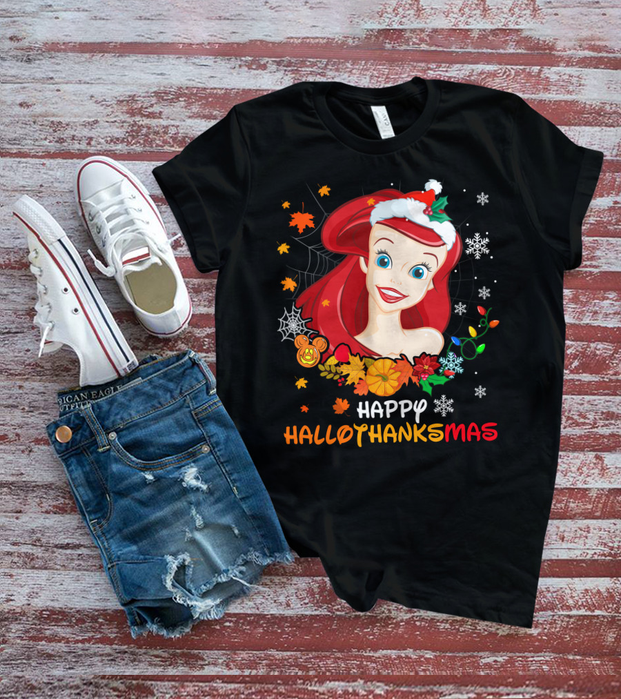 Happy Hallothanksmas Ariel Holiday Mashup T-Shirt