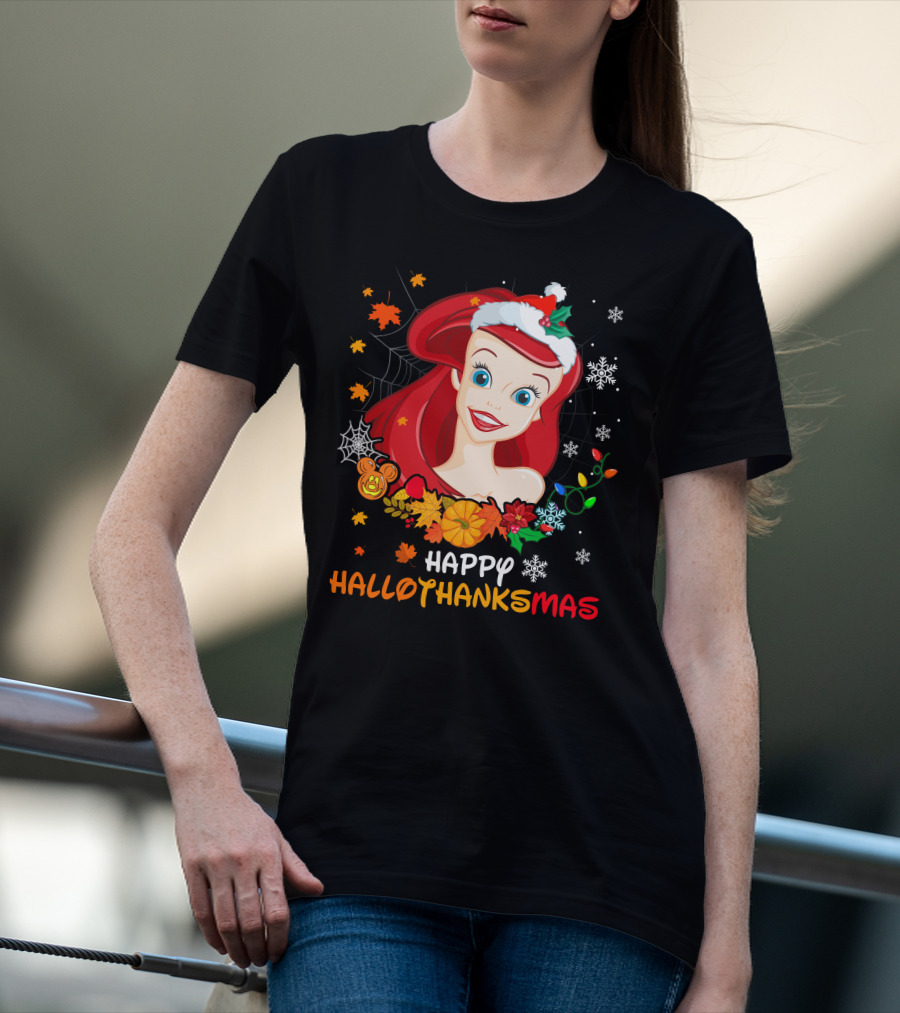 Happy Hallothanksmas Ariel Holiday Mashup T-Shirt