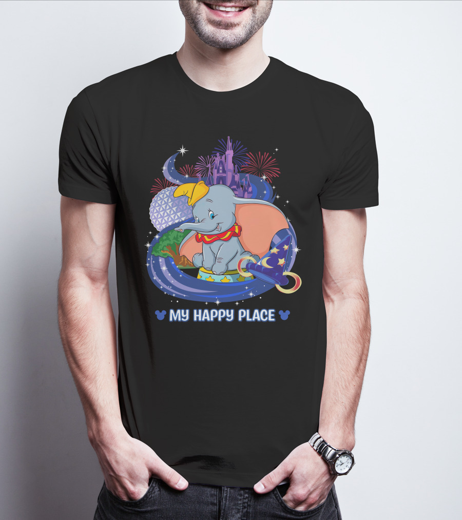 My Happy Place Dumbo Castle Magic Hat Icons T-Shirt