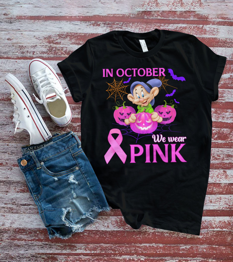 In October We Wear Pink Dopey Halloween Breast Cancer Awareness T-Shirt