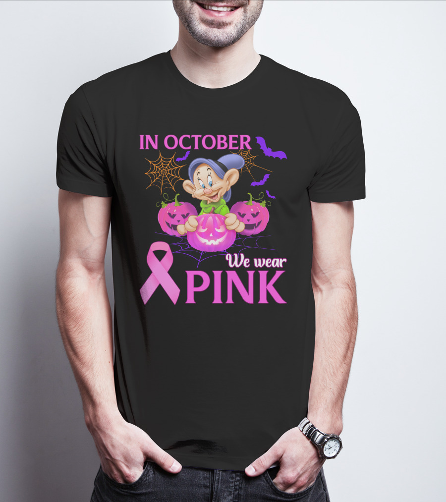 In October We Wear Pink Dopey Halloween Breast Cancer Awareness T-Shirt