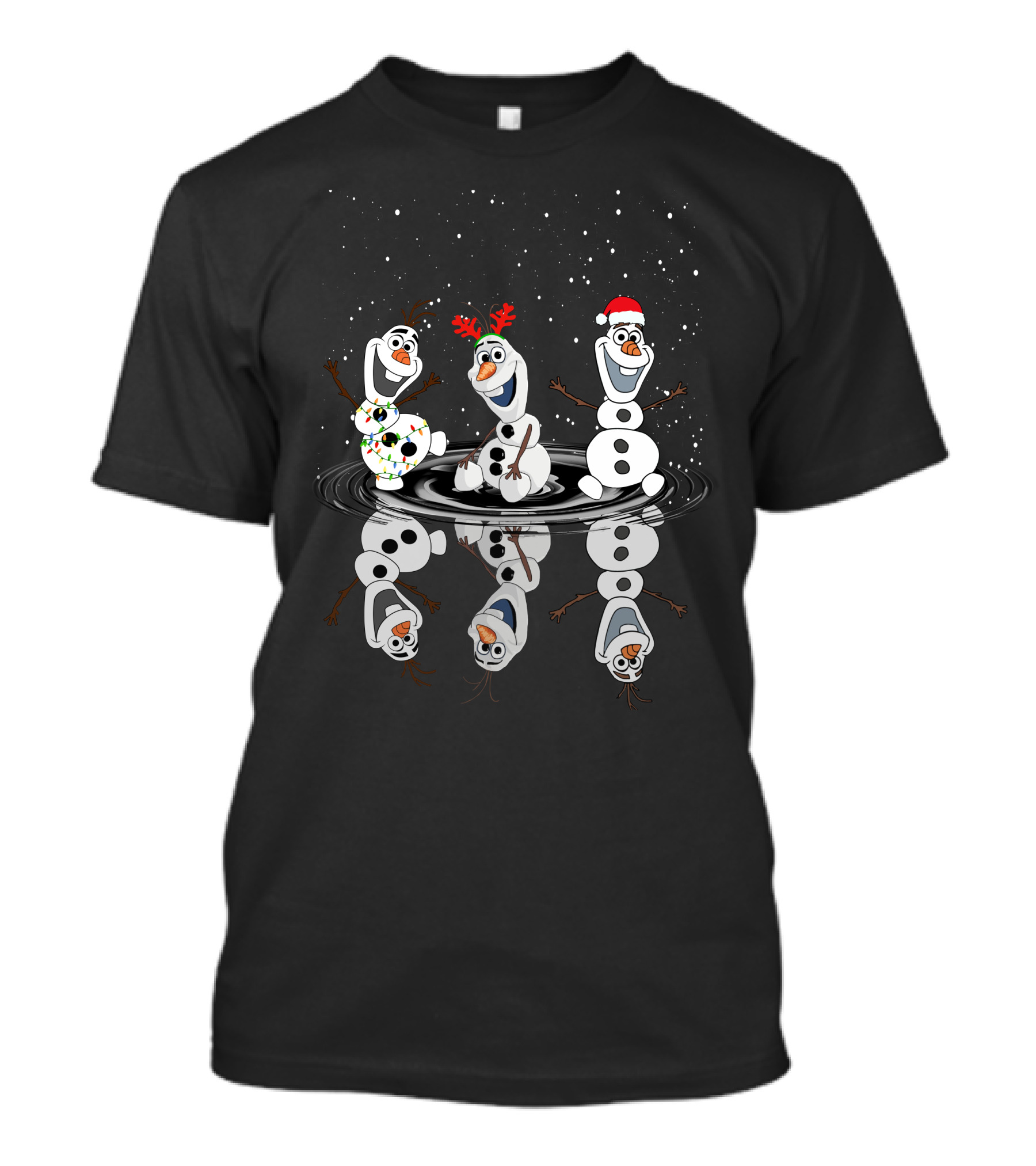Olaf Reflections Festive Christmas Trio With Lights And Santa Hat T-Shirt