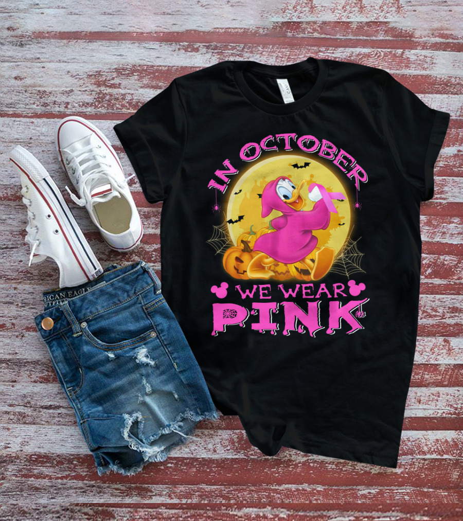In October We Wear Pink Donald Duck Halloween T-Shirt