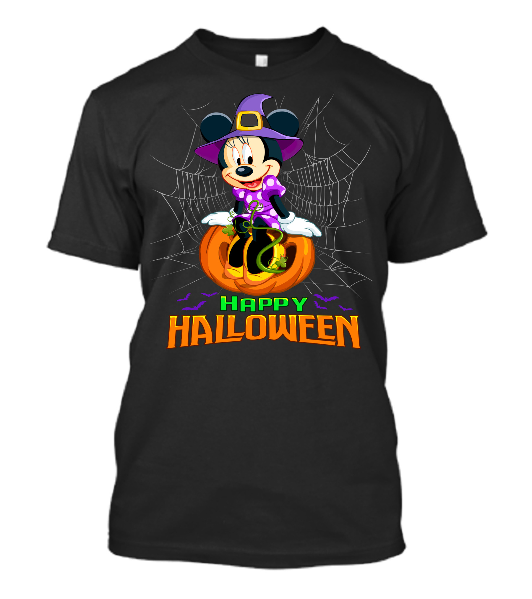 Minnie Happy Halloween Witch Costume Pumpkin Spiderweb T-Shirt