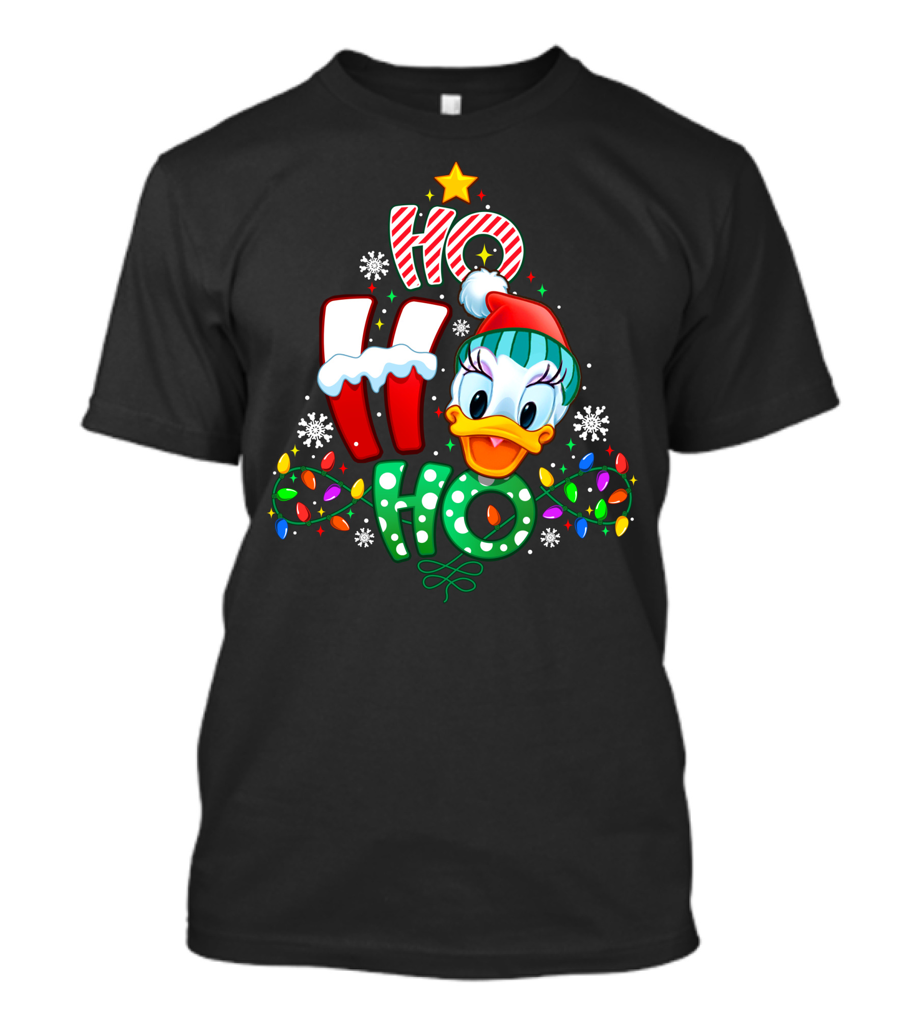 Ho Ho Ho Daisy Duck Christmas Lights And Snowflakes T-Shirt