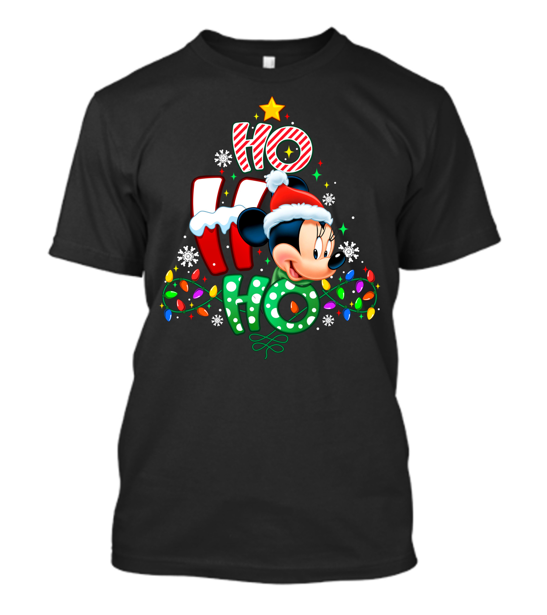 Minnie Mouse Christmas Ho Ho Ho Festive Holiday Lights T-Shirt