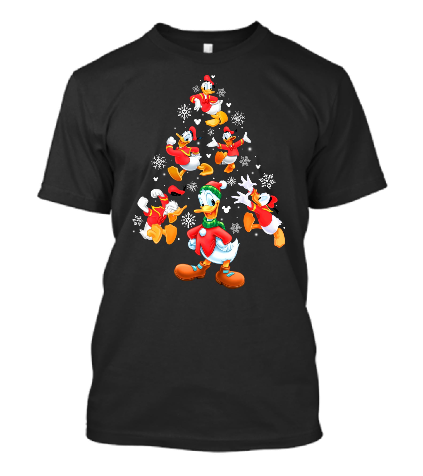 Donald Duck Christmas Tree Snowflakes Santa Hat T-Shirt