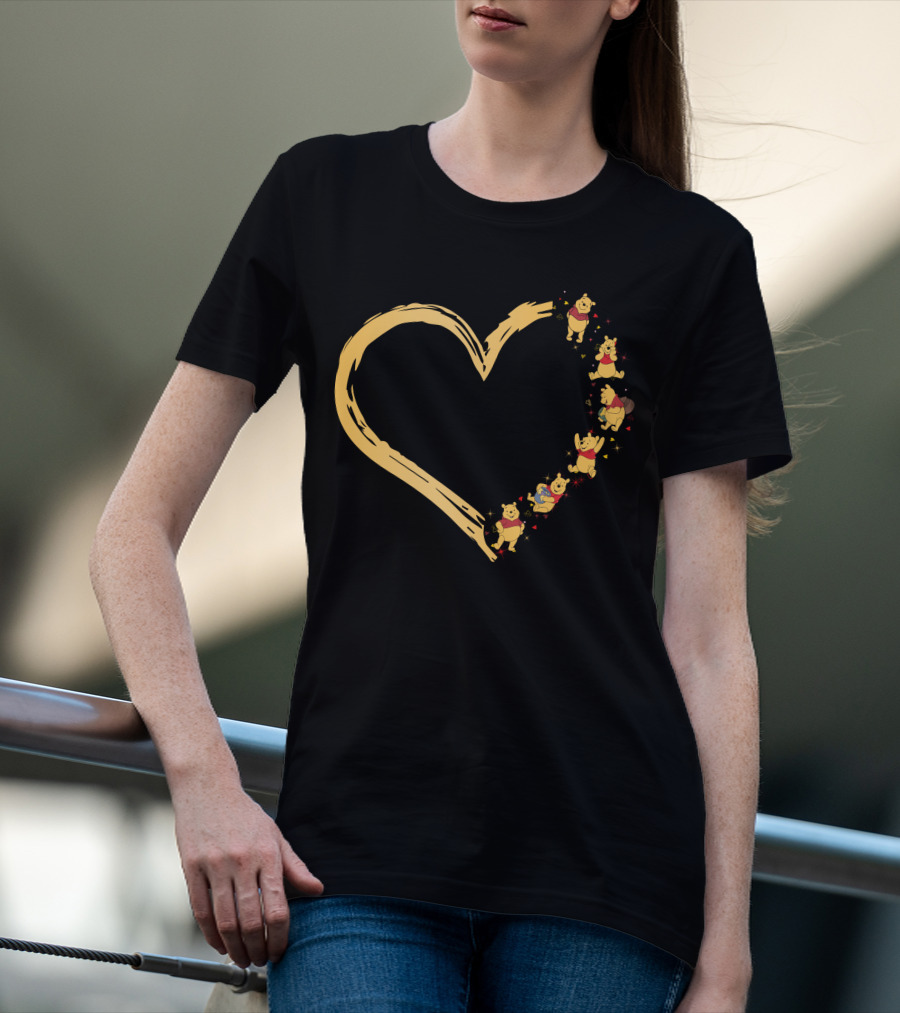 Winnie The Pooh Characters Heart-Shaped T-Shirt