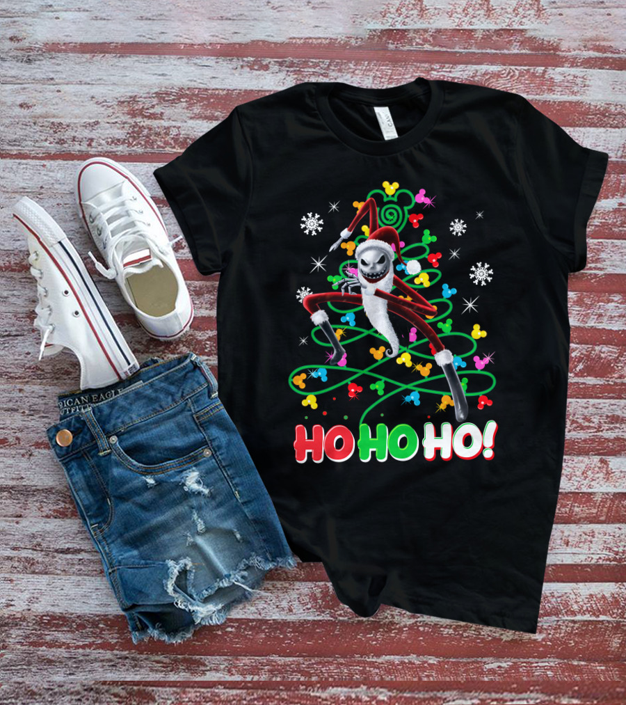 Jack Skellington Christmas Ho Ho Ho Santa Costume Snowflakes Disney Holiday T-Shirt