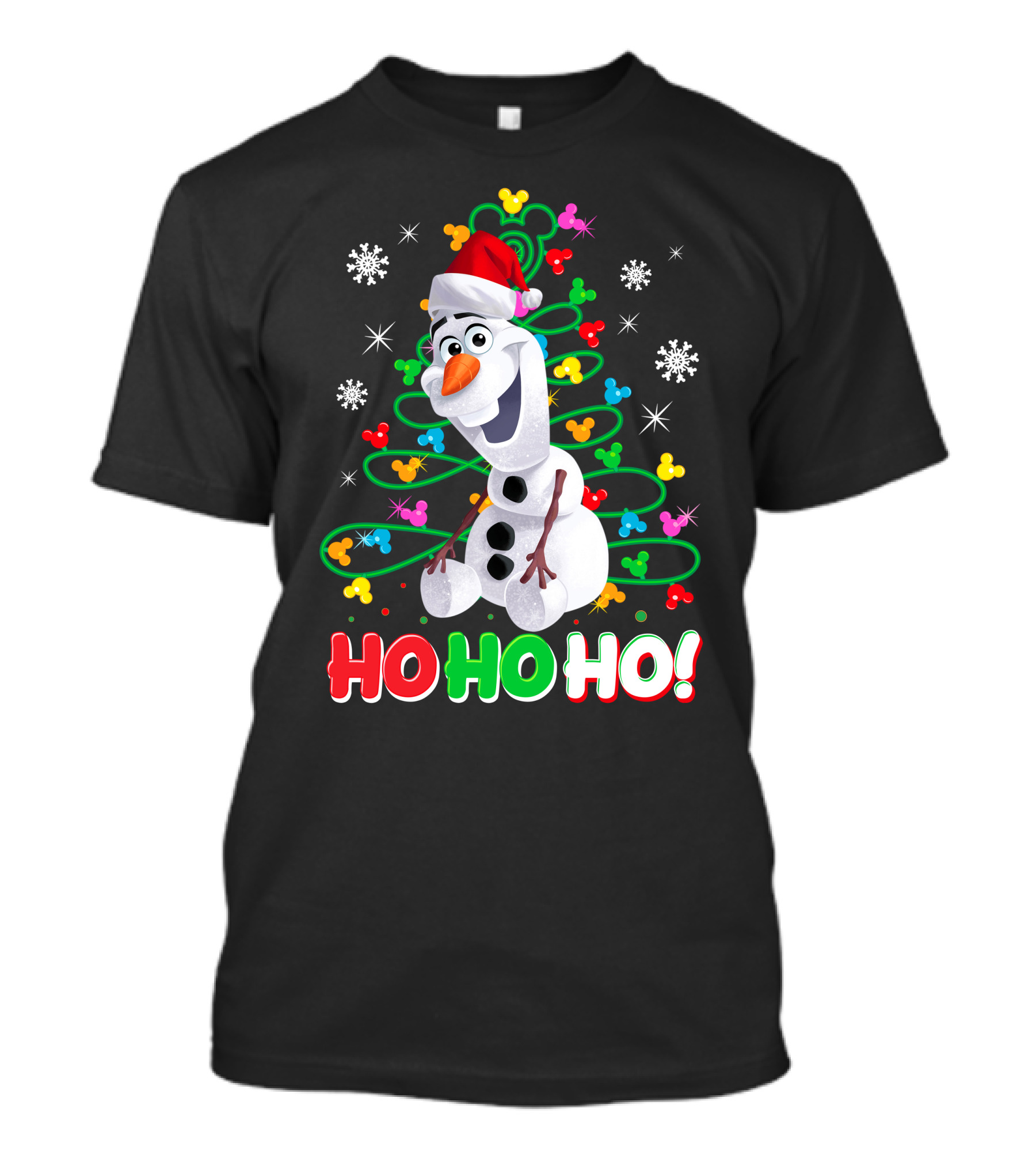 Olaf Christmas Santa Hat Snowflakes Ho Ho Ho Disney Frozen T-Shirt