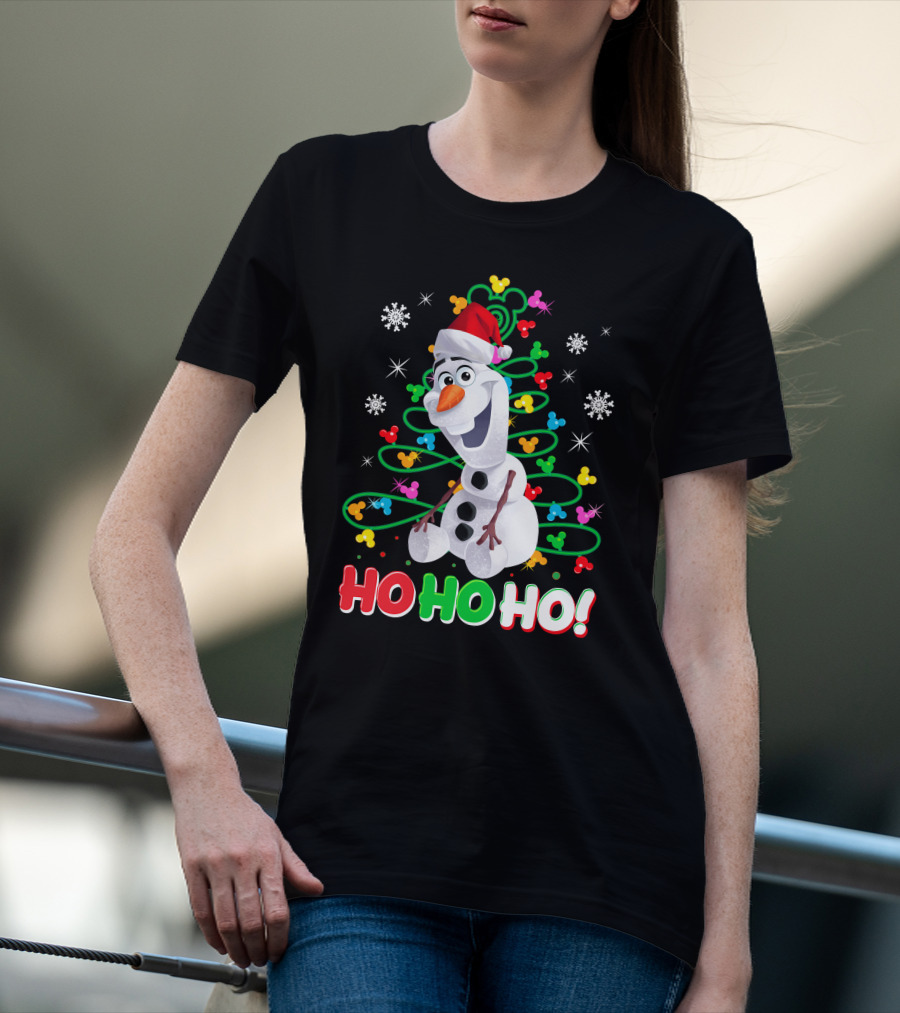 Olaf Christmas Santa Hat Snowflakes Ho Ho Ho Disney Frozen T-Shirt
