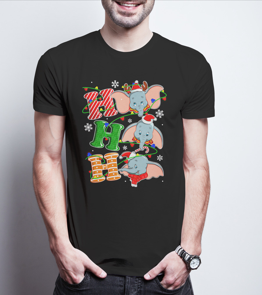 Dumbo Christmas Holiday Cheer With Ho Ho Ho And Festive Decorations T-Shirt