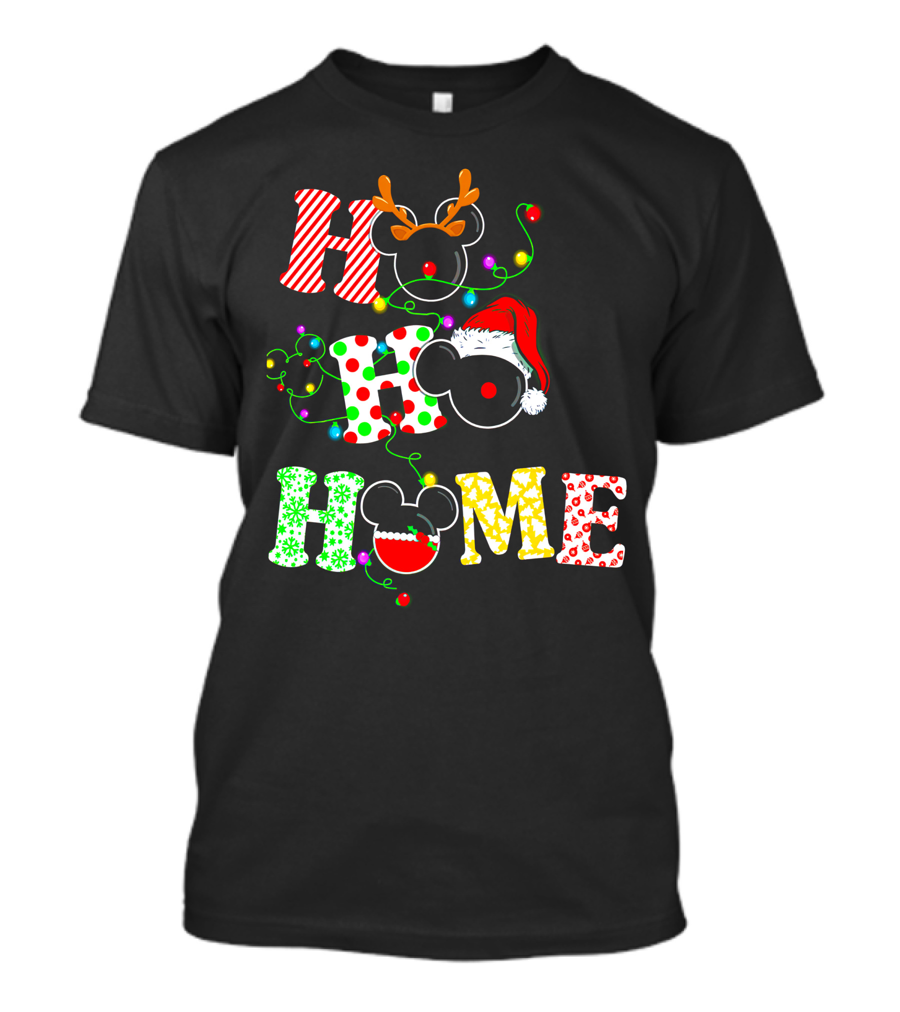 Ho Ho Ho Me Mickey Head Christmas Lights T-Shirt