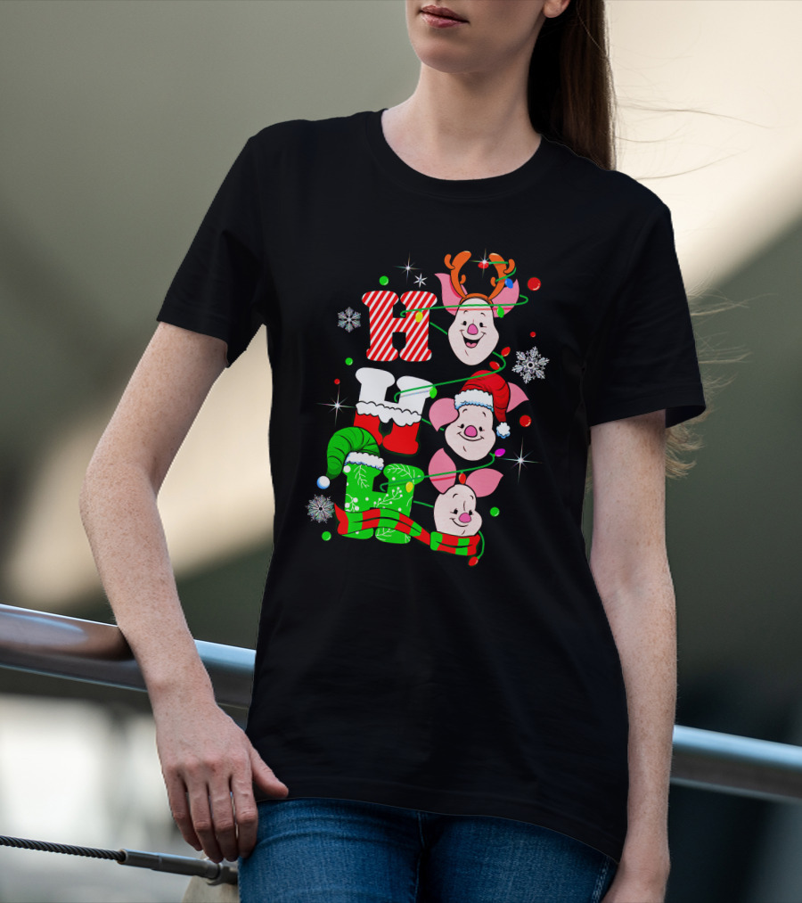 Holiday Piglet H O H Christmas Cheer T-Shirt