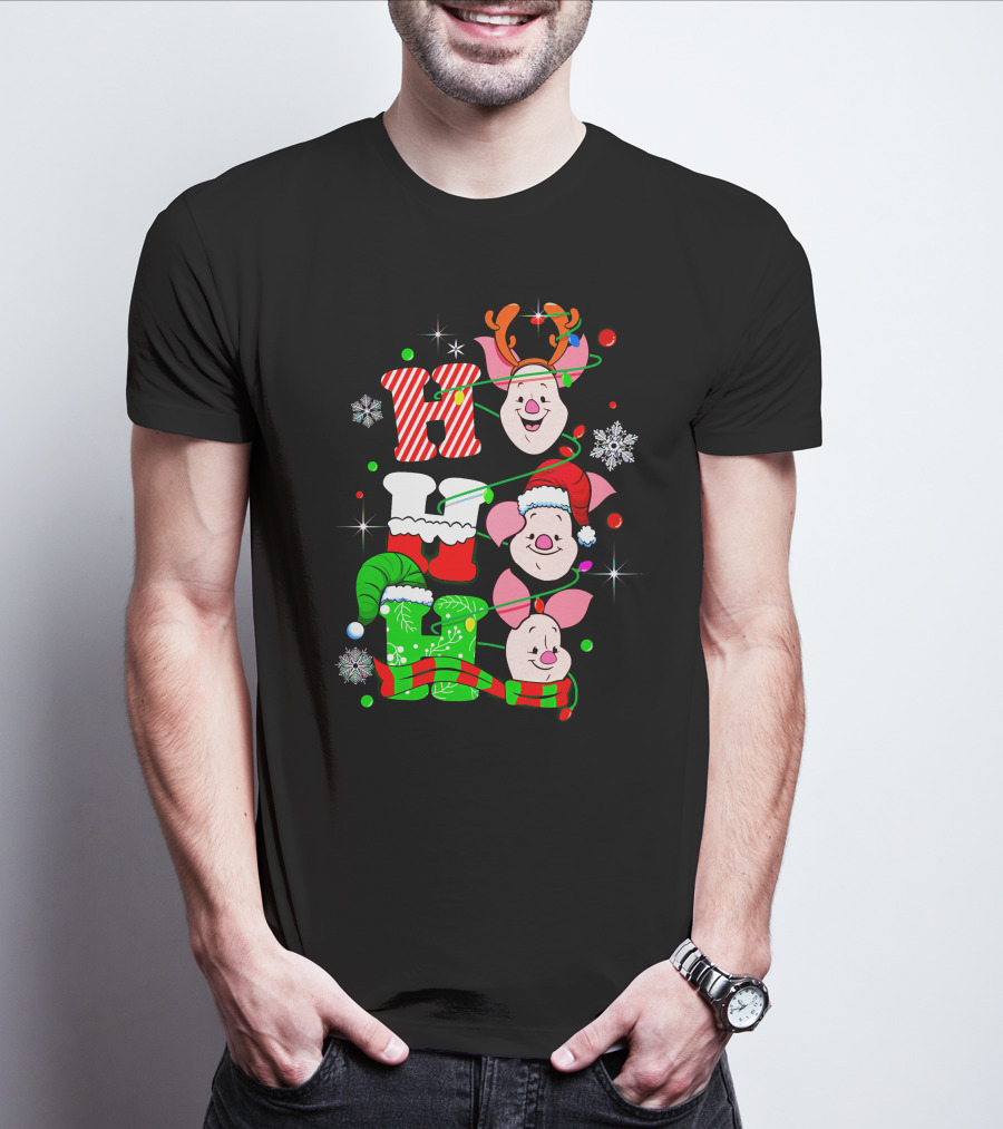 Holiday Piglet H O H Christmas Cheer T-Shirt