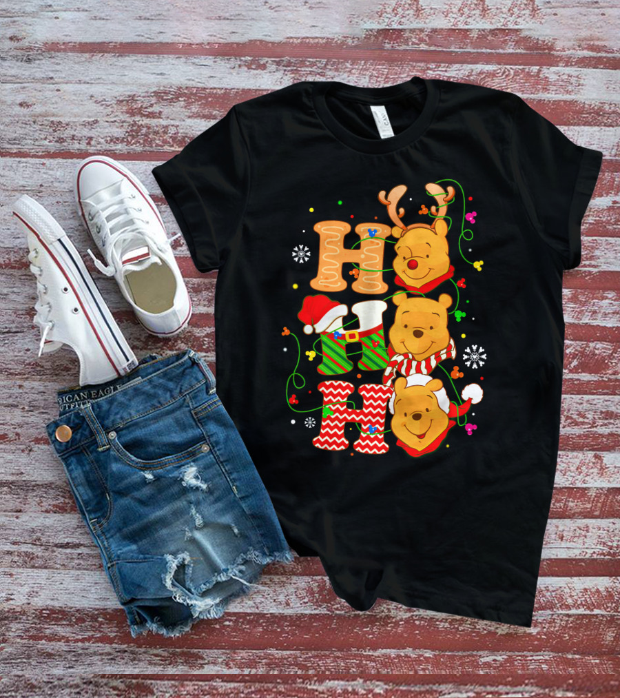Ho Ho Ho Pooh Christmas Holiday Theme T-Shirt