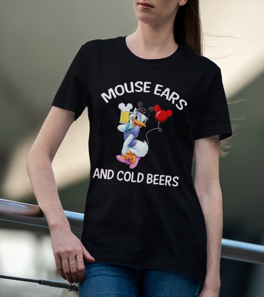 Mouse Ears And Cold Beers Daisy Duck Balloon And Beer Cartoon T-Shirt