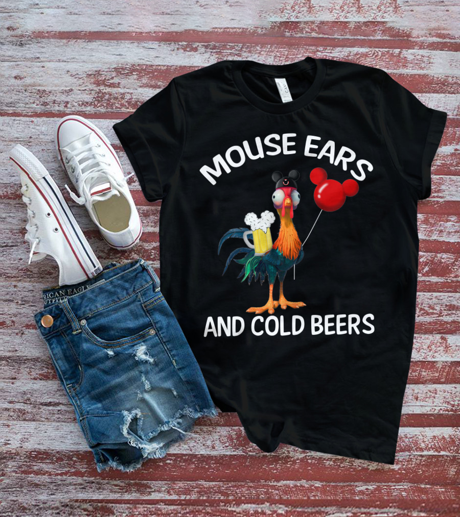 Mouse Ears And Cold Beers Heihei Balloon Beer Rooster T-Shirt