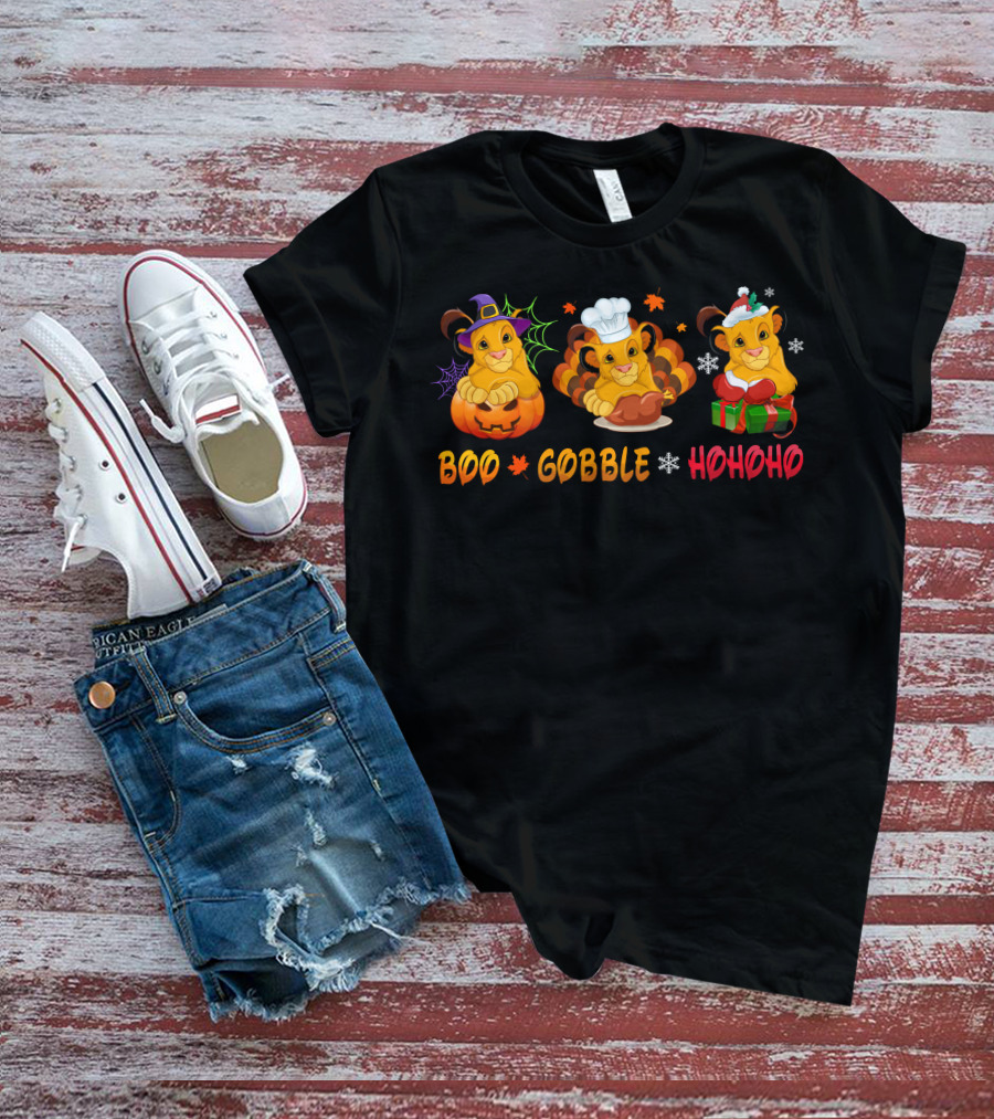 Boo Gobble Hohoho Lion Cub Holidays T-Shirt