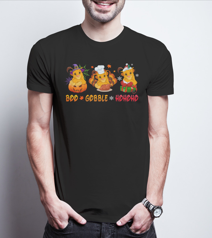 Boo Gobble Hohoho Lion Cub Holidays T-Shirt