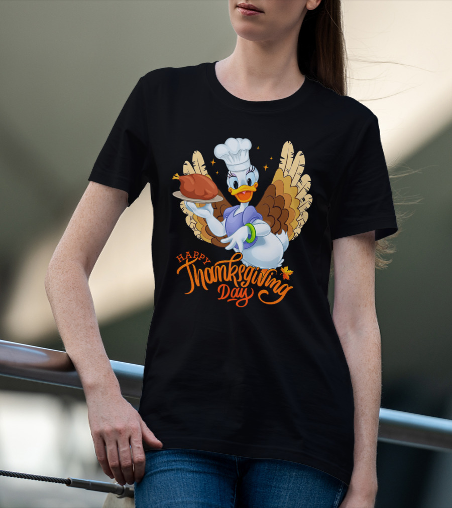 Happy Thanksgiving Day Daisy Duck Turkey Chef T-Shirt