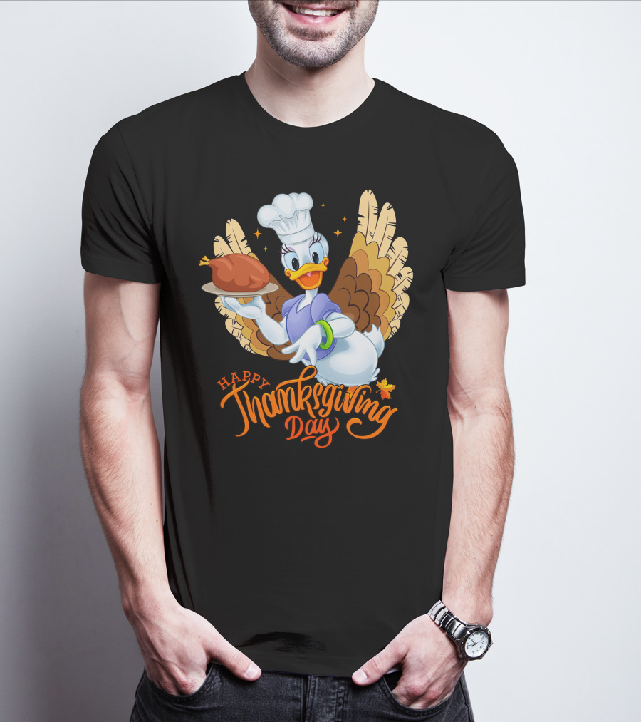 Happy Thanksgiving Day Daisy Duck Turkey Chef T-Shirt