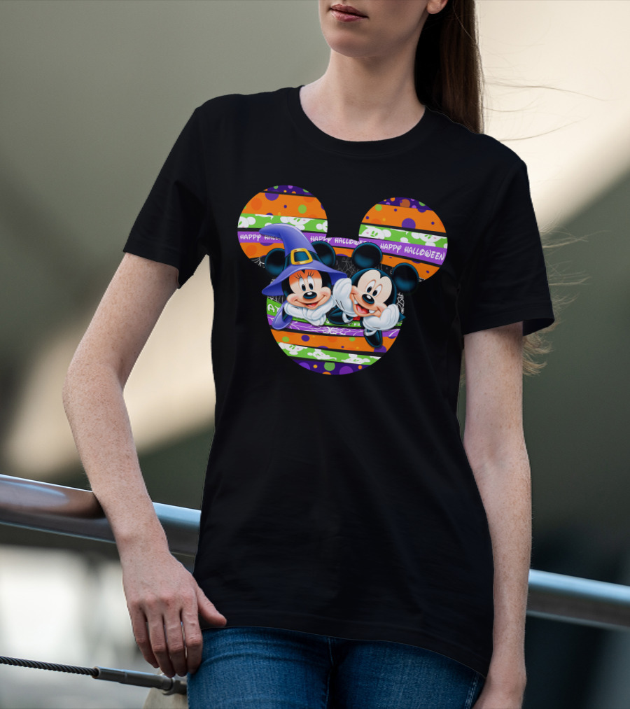 Mickey And Minnie Happy Halloween Halloween Pumpkin T-Shirt
