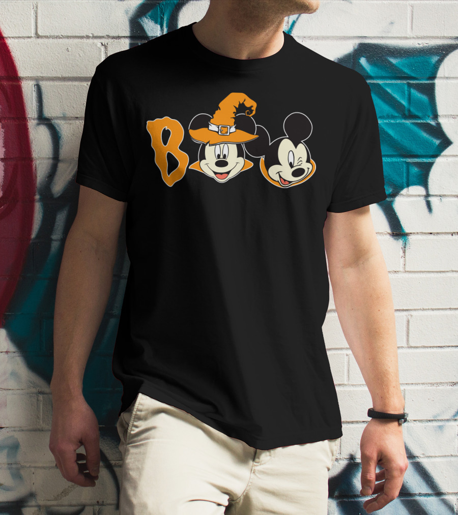 Boo Halloween Mickey Mouse Witch Hat T-Shirt