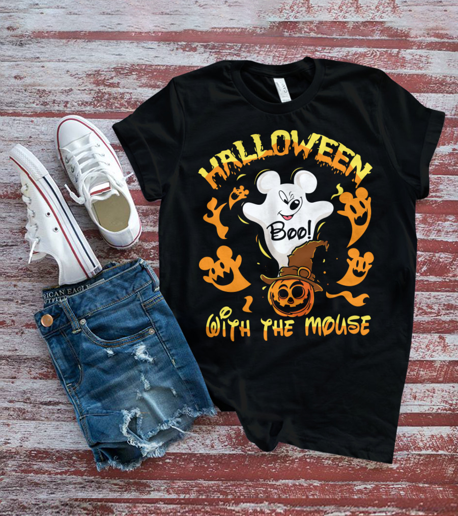 Halloween 21 Boo With The Mouse Ghost And Pumpkin Party T-Shirt