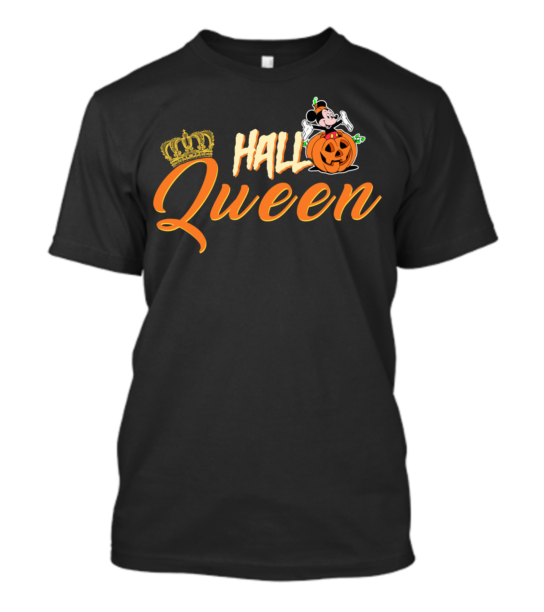 Hall Queen Crown Pumpkin Skeleton Halloween T-Shirt