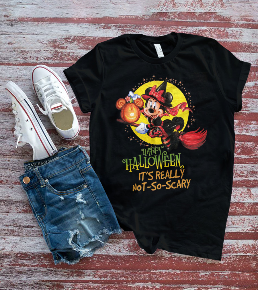 Happy Halloween It's Really Not-So-Scary Minnie Mouse Broomstick Potion Mickey Pumpkin T-Shirt