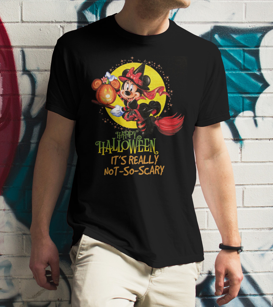 Happy Halloween It's Really Not-So-Scary Minnie Mouse Broomstick Potion Mickey Pumpkin T-Shirt