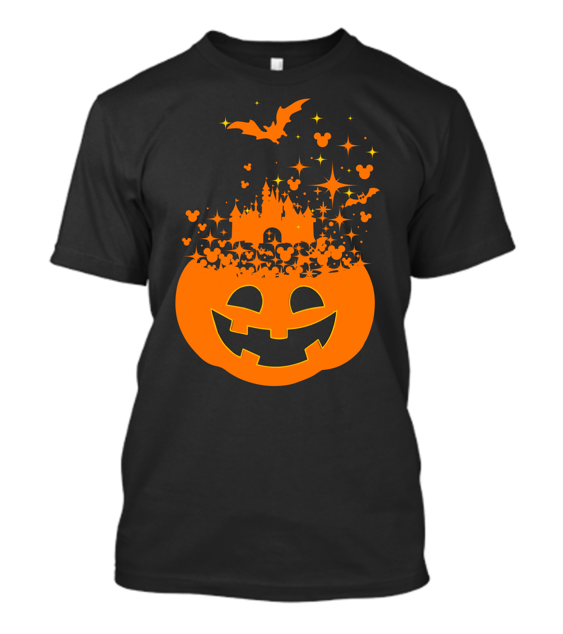 Halloween 74 Magic Pumpkin Castle And Mickey Bat Nightfall T-Shirt