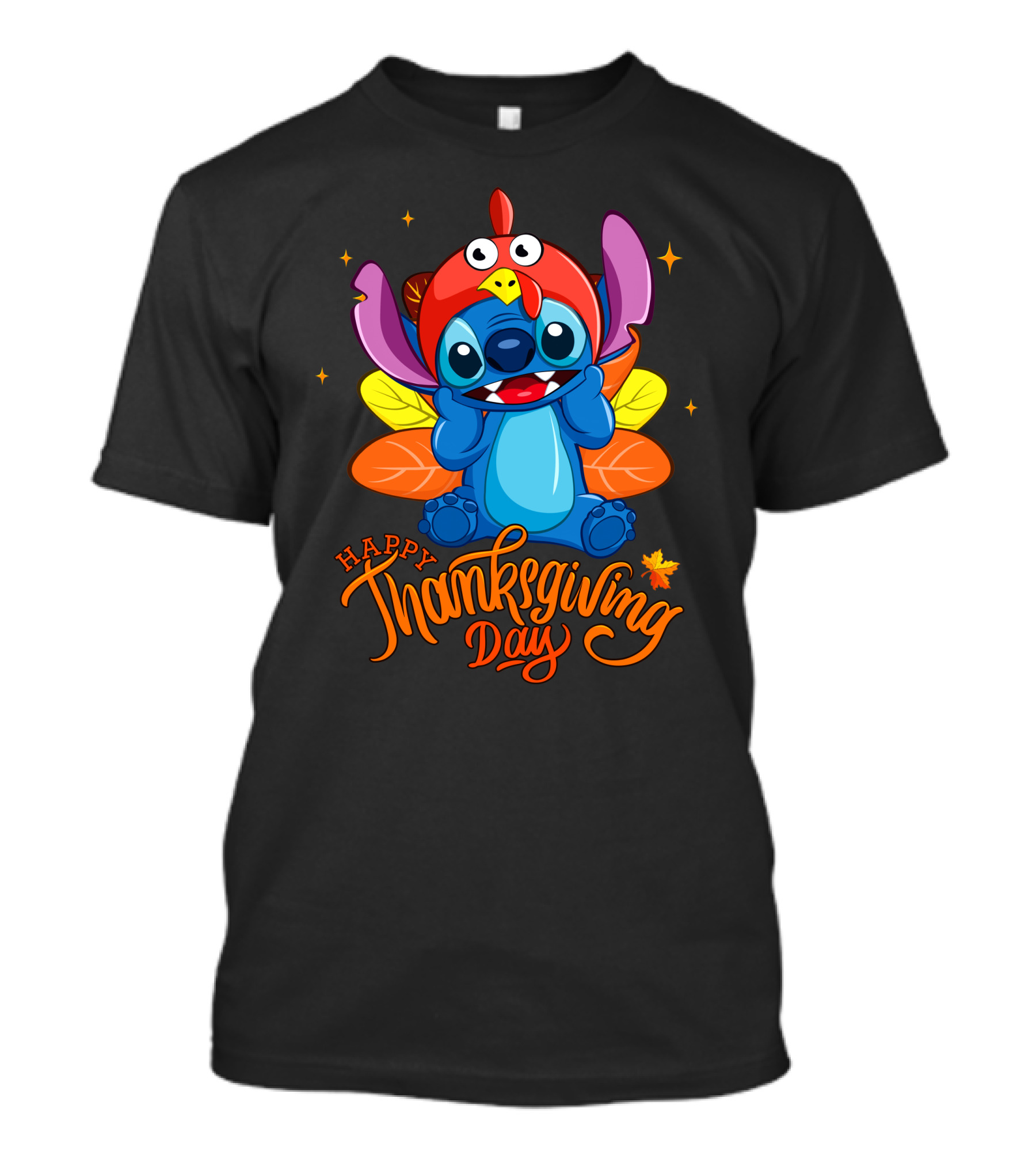 Happy Thanksgiving Day - Stitch Turkey Hat Leaves T-Shirt