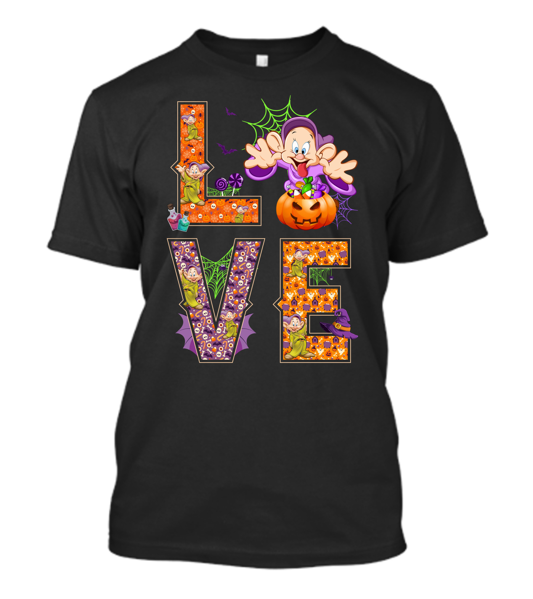 Love Halloween Dopey Pumpkin Spiderwebs T-Shirt