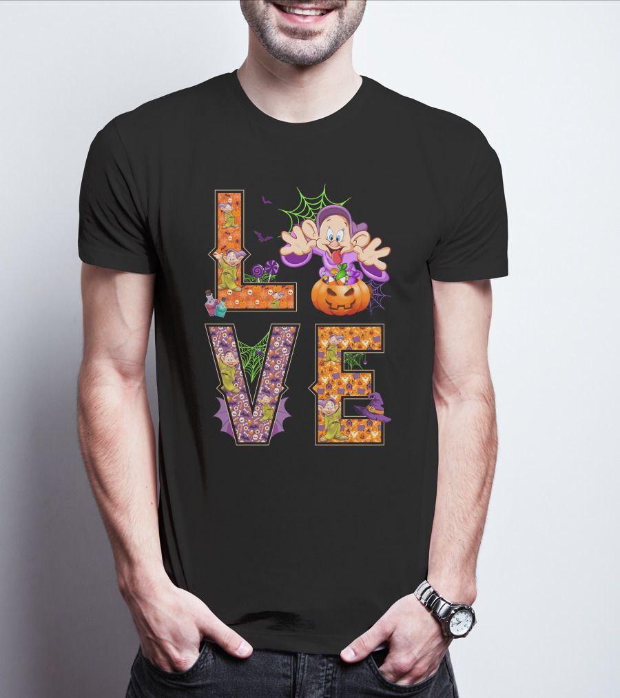 Love Halloween Dopey Pumpkin Spiderwebs T-Shirt