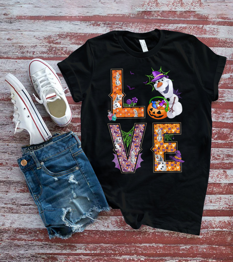 Love Halloween Olaf Candy Pumpkin Frozen Theme T-Shirt