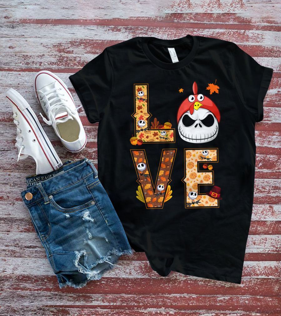 Love Jack Skellington Fall Pumpkin Thanksgiving T-Shirt