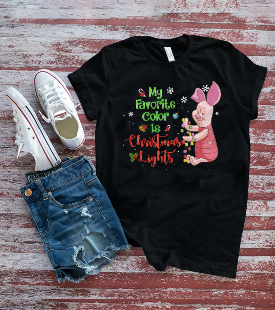 My Favorite Color Is Christmas Lights Piglet T-Shirt