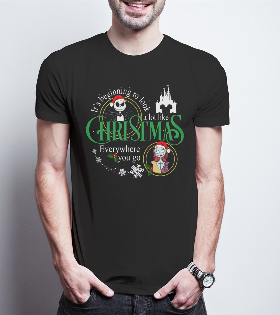 It's Beginning To Look A Lot Like Christmas Everywhere You Go Jack Sally T-Shirt