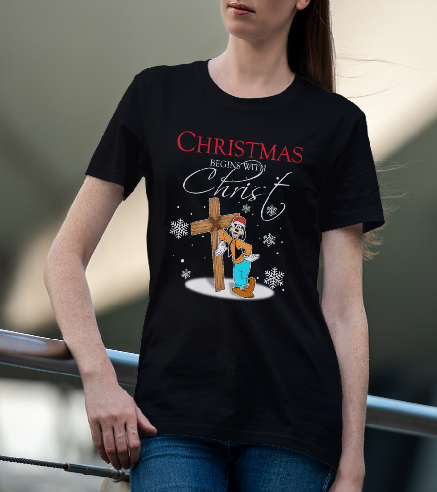 Christmas Begins With Christ Goofy Snowflakes T-Shirt