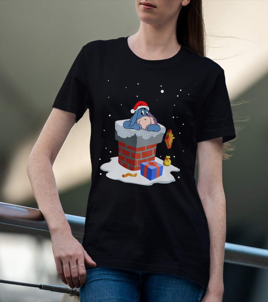 Eeyore Santa Chimney Christmas Gifts Snowflakes T-Shirt