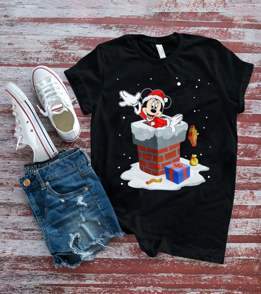 Minnie Santa Christmas Chimney Presents T-Shirt
