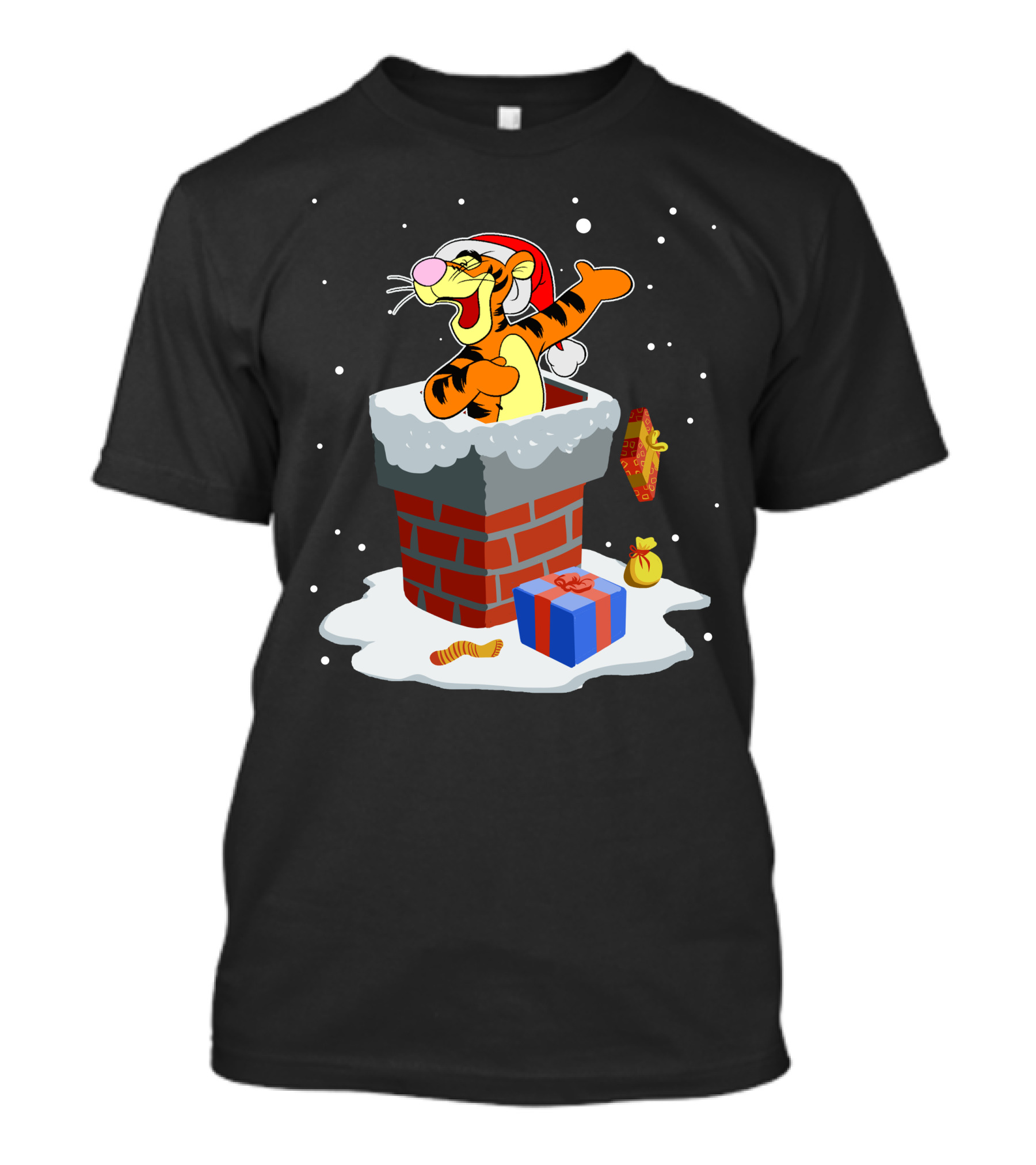 Tigger Santa Chimney Christmas Snow Gifts T-Shirt