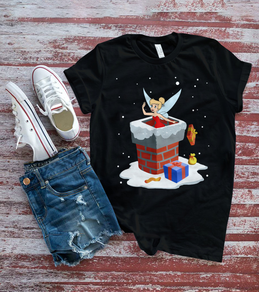Tinker Bell Christmas Chimney Gifts Snowflakes T-Shirt