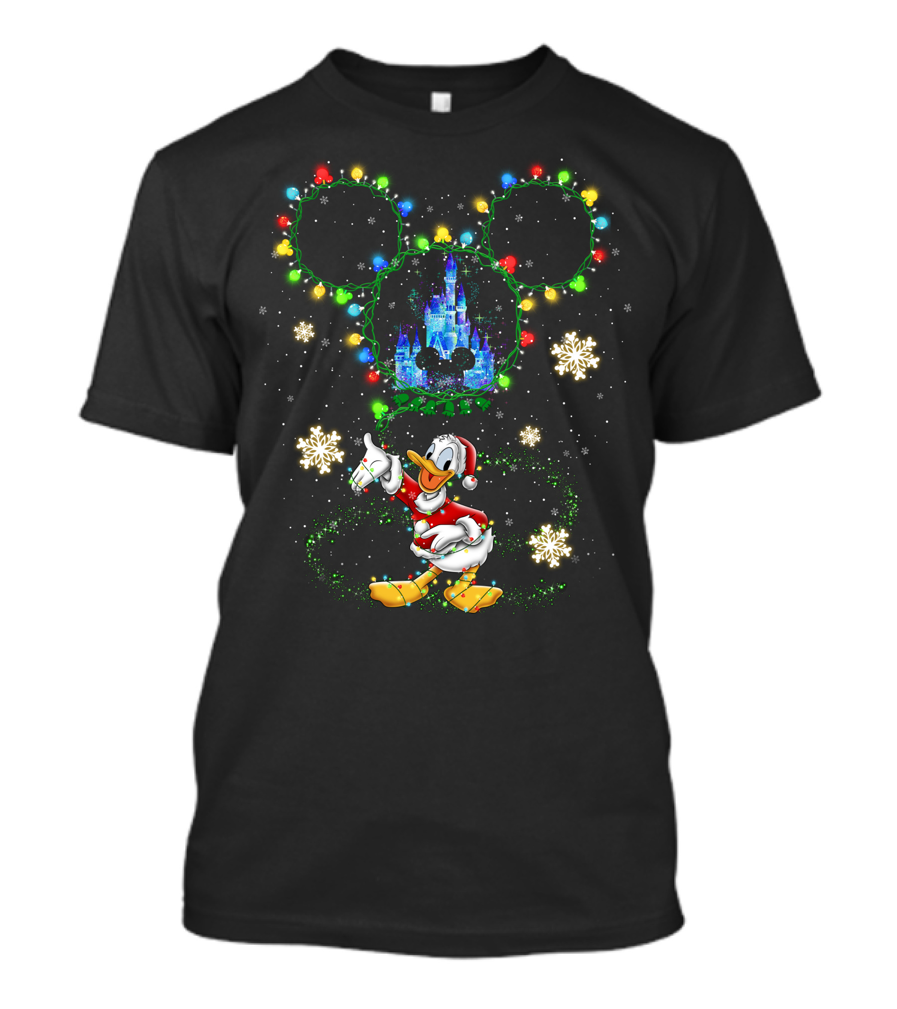 Donald Christmas Wonderland Mickey Lights Snowflakes T-Shirt