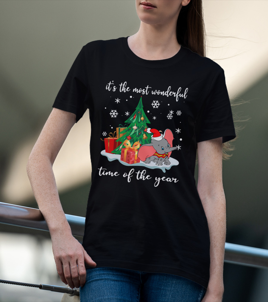 It's The Most Wonderful Time Of The Year Dumbo Christmas Tree Snowflakes T-Shirt