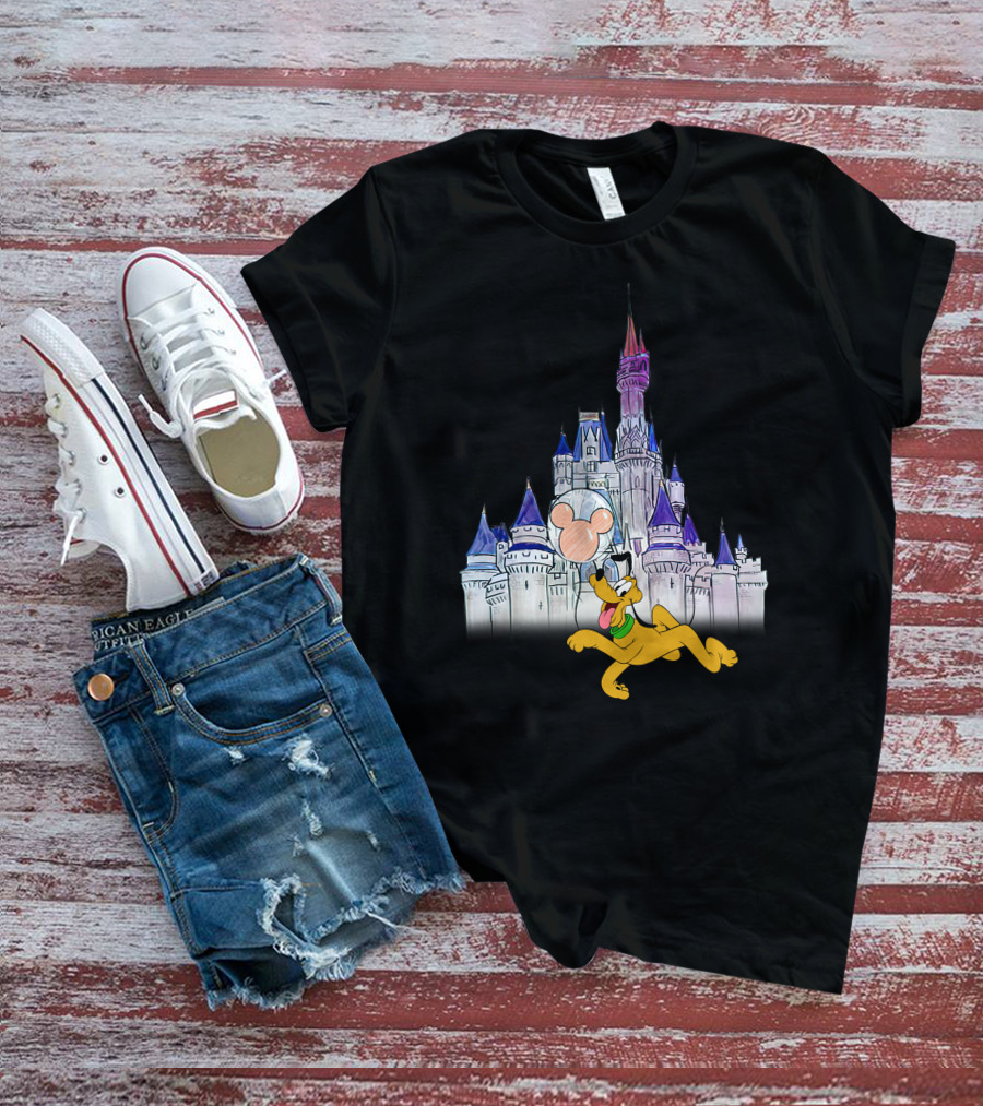 Pluto Disney Castle Mickey Balloon T-Shirt