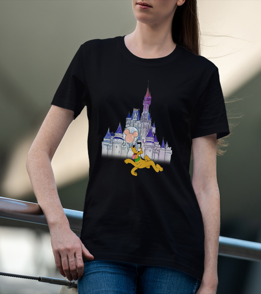 Pluto Disney Castle Mickey Balloon T-Shirt